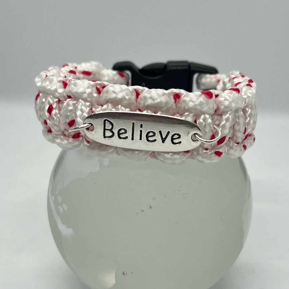 Paracord Knotted Bracelet Unisex with Charm BELIEVE